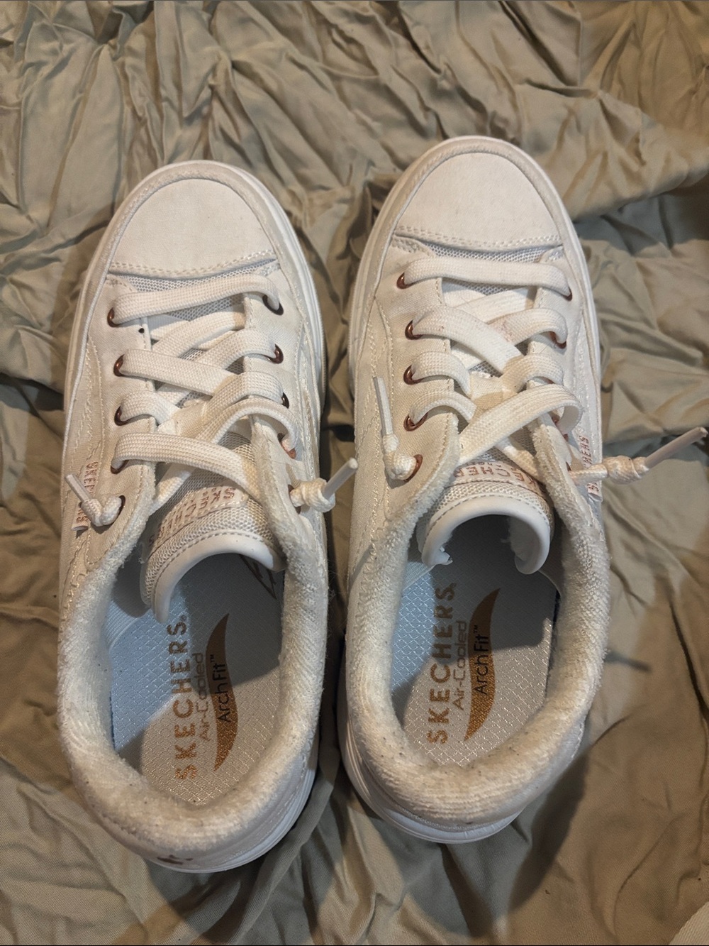 Skechers Women's White Lace-Up Athletic Sneakers